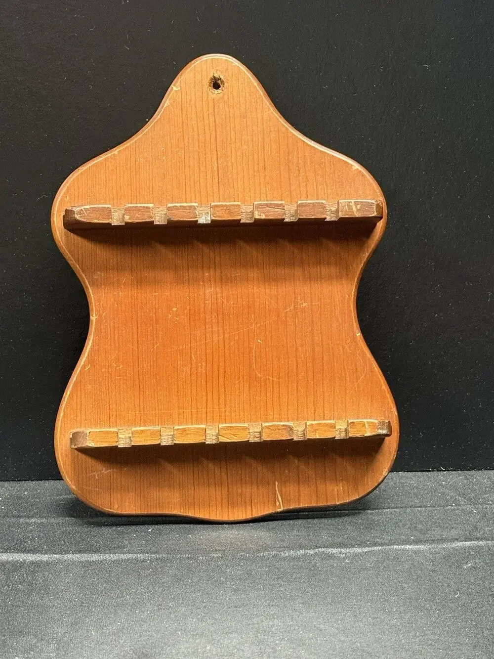 VINTAGE WOOD WALL HANGING Rustic 12 Slot SPOON HOLDER Plate ledge